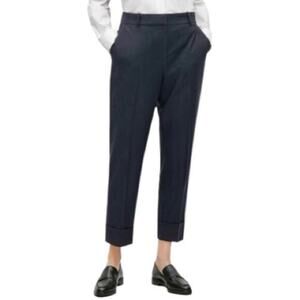 COS Womens Size 34 2 Navy Blue Wool Straight Leg Cuffed Hem Dress Trousers Pants
